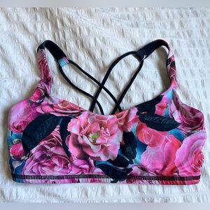 lululemon athletica Pink Floral Strappy Sports Bra